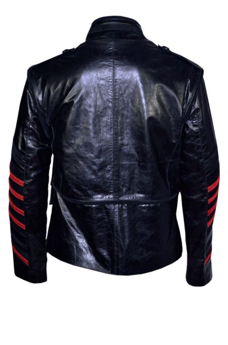 Men's Classic Miltary Style Rock Black Leather Parade Jacket.