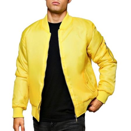 Men's Flight Ma1 Yellow Bomber Satin Jacket.