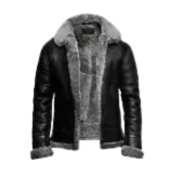 Men's Happy Christmas Santa Claus Black B3 Bomber Leather Jacket