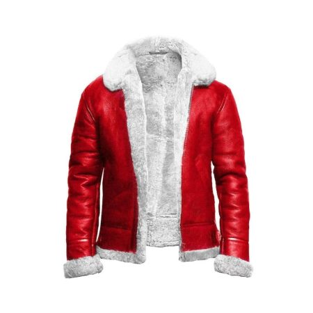Men's Happy Christmas Santa Claus Red B3 Bomber Leather Jacket