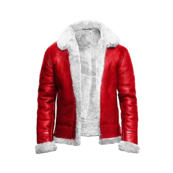 Men's Happy Christmas Santa Claus Red B3 Bomber Leather Jacket