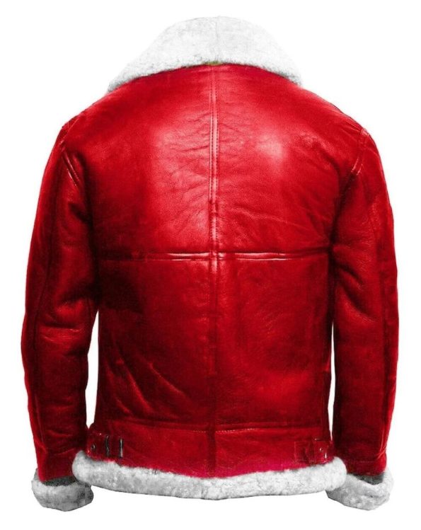 Men's Happy Christmas Santa Claus Red B3 Bomber Leather Jacket.