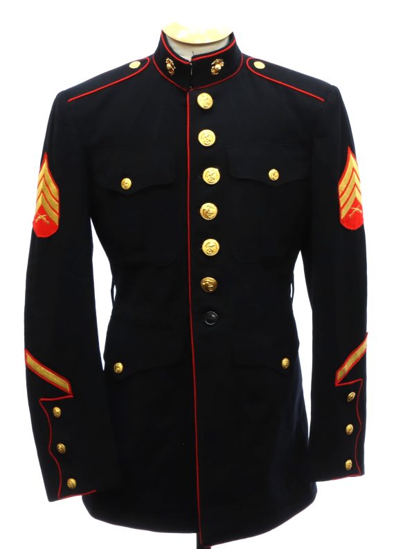 Mens Marine Corps USMC Sergeant Military Dress Black Jacket