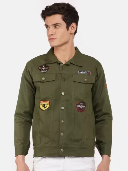 Men's Military Green Denim Jacket