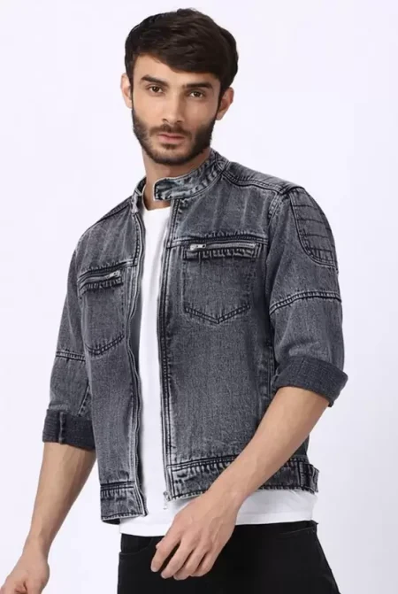 Men's Military Grey Denim Jacket