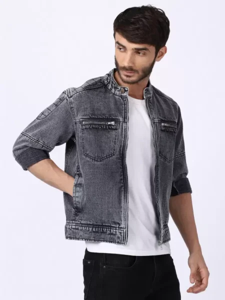 Men's Military Grey Denim Jacket.