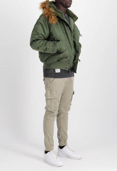 Men's N-2b Sage Green Hooded Parka Jacket.