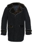 Men’s Sawarka Persian Astrakhan Lamb Sheep Fur Collar Shoulder & Cuffs Straps Coat