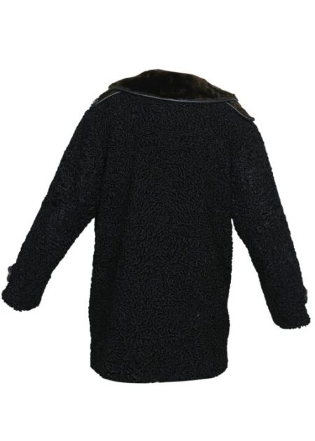 Men’s Sawarka Persian Astrakhan Lamb Sheep Fur Collar Shoulder & Cuffs Straps Coat.