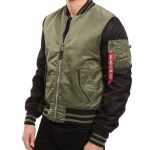 Men's Varsity Flight Ma‐1 Green And Black Jacket