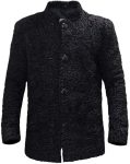 Men’s Winter Real Karakul Astrakhan Lamb Curly Fur Black Color Coat