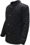 Men’s Winter Real Karakul Astrakhan Lamb Curly Fur Black Color Coat