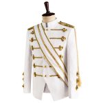 Military Drummer Steampunk Sequin White Parade Jacket