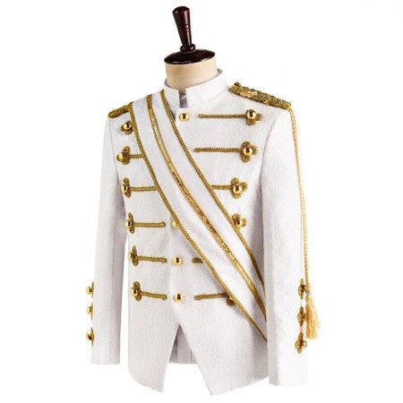 Military Drummer Steampunk White Parade Jacket