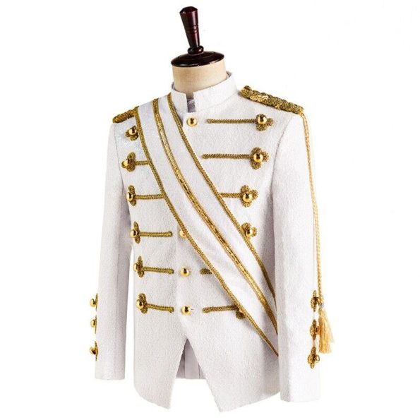 Military Drummer Steampunk White Parade Jacket