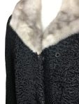 Mink Fur Collar & Cuffs Persian Astrakhan Lamb Women Black Trench Coat