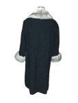 Mink Fur Collar & Cuffs Persian Astrakhan Lamb Women Black Trench Coat