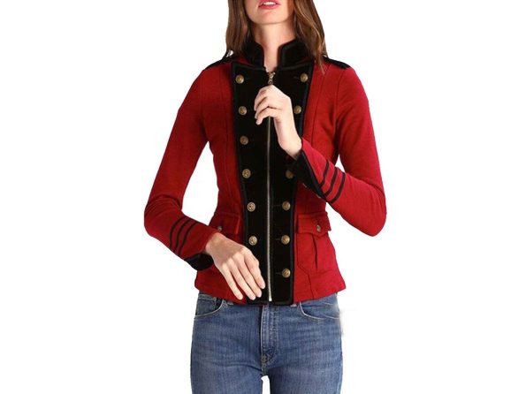 New Military Army Commander Red And Black Wool Parade Jacket.