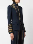 Oscar De La Renta Blue Embroidered Military Parade Jacket