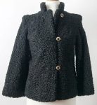 Real Astrakhan Persian Karakul Black Lamb Fur Coat For Women