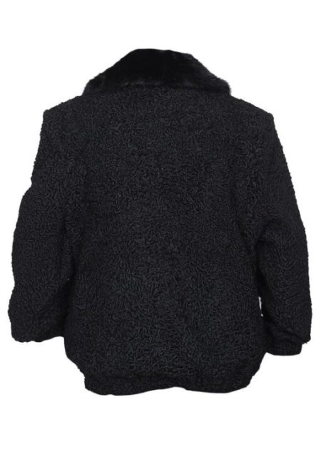 Real Astrakhan Persian Lamb Fur Karakul B3 Bomber Black Coat For Men & Women.