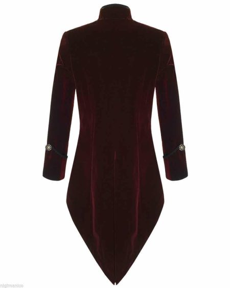 Red Velvet Goth Steampunk Victorian Tail Coat Jacket.