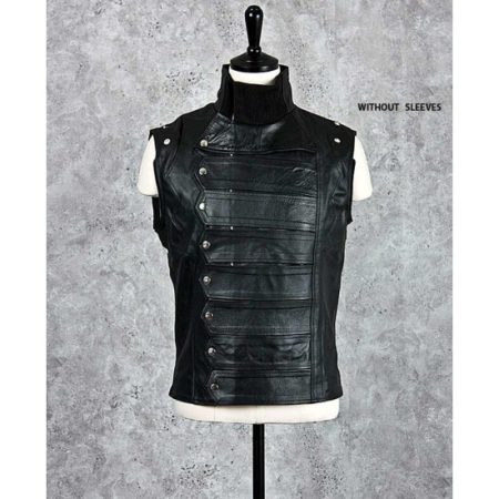 Sebastian Stan Winter Soldier Black Leather Vest