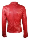 Slim Fit Women Military Style Red Real Leather Parade Jacket