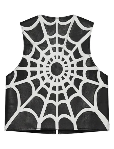 Spider Web Supreme Black Leather Vest.