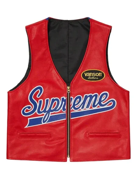 Spider Web Supreme Red Leather Vest