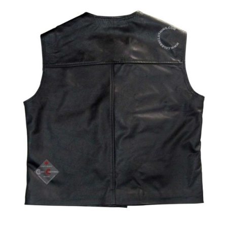 Steve Austin White Skull Stone Cold Black Leather Vest.