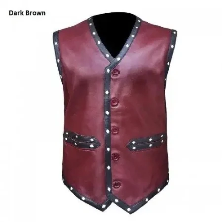 The Warriors Dark Brown Leather Vest.