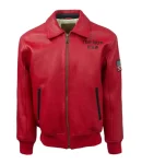 Top Gun Lady Lucky Las Vegas Usa Red Flight Bomber A-2 Leather Jacket