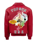 Top Gun Lady Lucky Las Vegas Usa Red Flight Bomber A-2 Leather Jacket