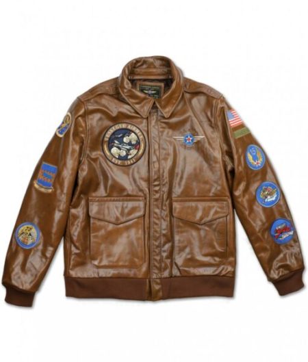 Tuskegee Airmen Brown Leather Bomber Jacket