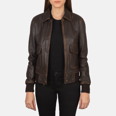 Westa A-2 Brown Leather Bomber Jacket.