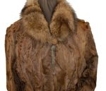 Women Astrakhan Brown Karakul Persian Lamb Fur Winter Warm Trench Coat