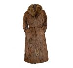 Women Astrakhan Brown Karakul Persian Lamb Fur Winter Warm Trench Coat
