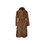 Women Astrakhan Brown Karakul Persian Lamb Fur Winter Warm Trench Coat