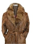 Women Astrakhan Brown Karakul Persian Lamb Fur Winter Warm Trench Coat