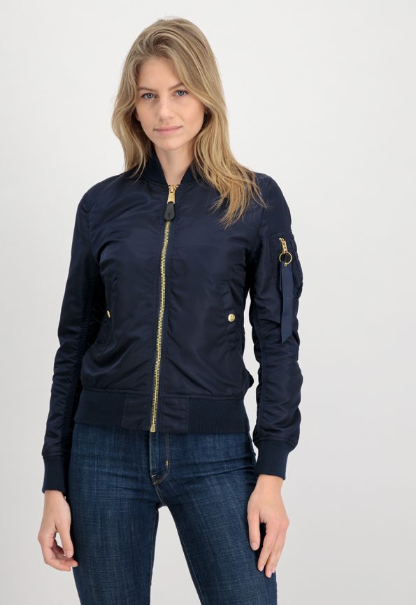 Women's Ma-1 Navy Blue Bomber Jacket.