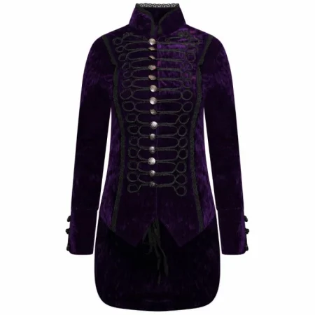 Women's Purple Velvet Gothic Parade Tailcoat