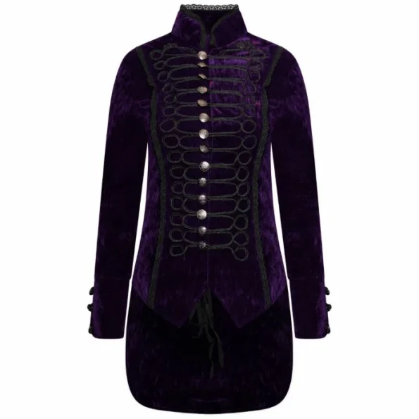 Women's Purple Velvet Gothic Parade Tailcoat
