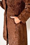 Women’s Swakara Persian Lamb Fur Trench Coat Fox Mink Fur Collar