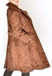 Women’s Swakara Persian Lamb Fur Trench Coat Fox Mink Fur Collar