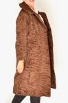 Women’s Swakara Persian Lamb Fur Trench Coat Fox Mink Fur Collar