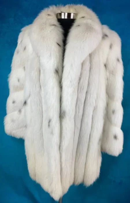 Women’s Vintage Warm Real Fox Fur Made White Winter Coat