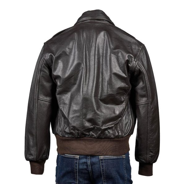A-2 Black Leather Flight Bomber Jacket.