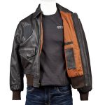 A-2 Black Leather Flight Bomber Jacket