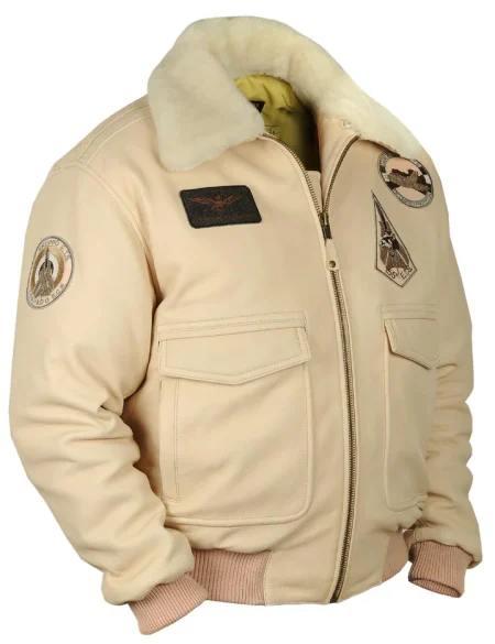 A-2 Tornado Flight Beige Leather Jacket